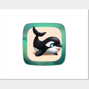 Cute Orca Drawing Posters and Art